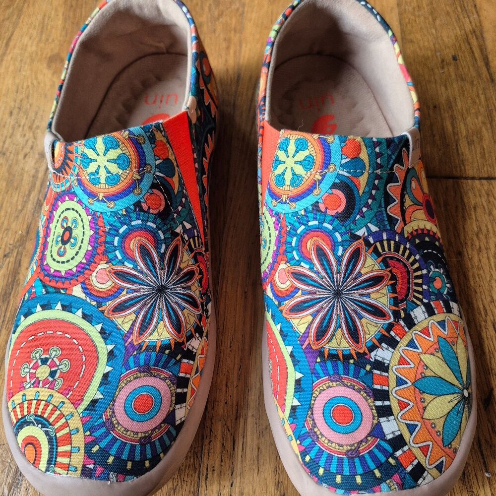 UIN Shoes Toledo Womens 8.5 Blossom Slip On Comfort Loafers Colorful Floral Boho